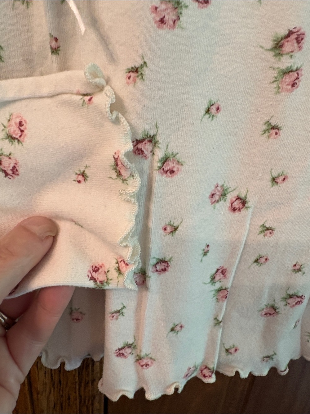 Ralph Lauren Cream Long-Sleeve Floral Pajama Top - Picture 6 of 7